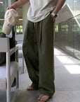 Army Green Linen Pants