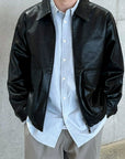 Leather Lapel Coat