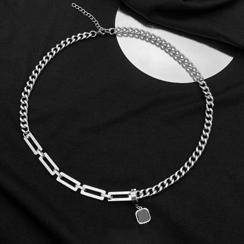 Black Dual Link Black Square Necklace - De Novo Designare