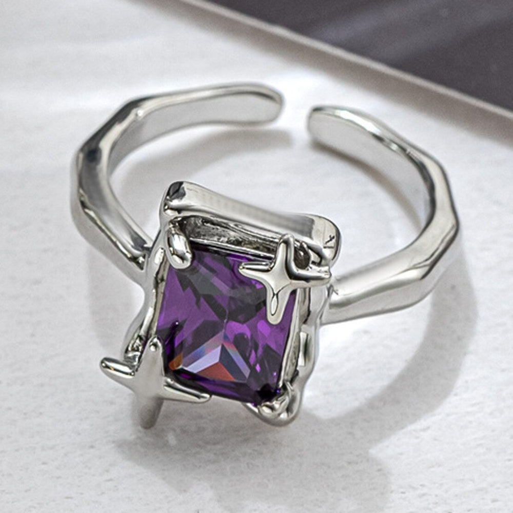 Purple Square Zirconia Ring - De Novo Designare
