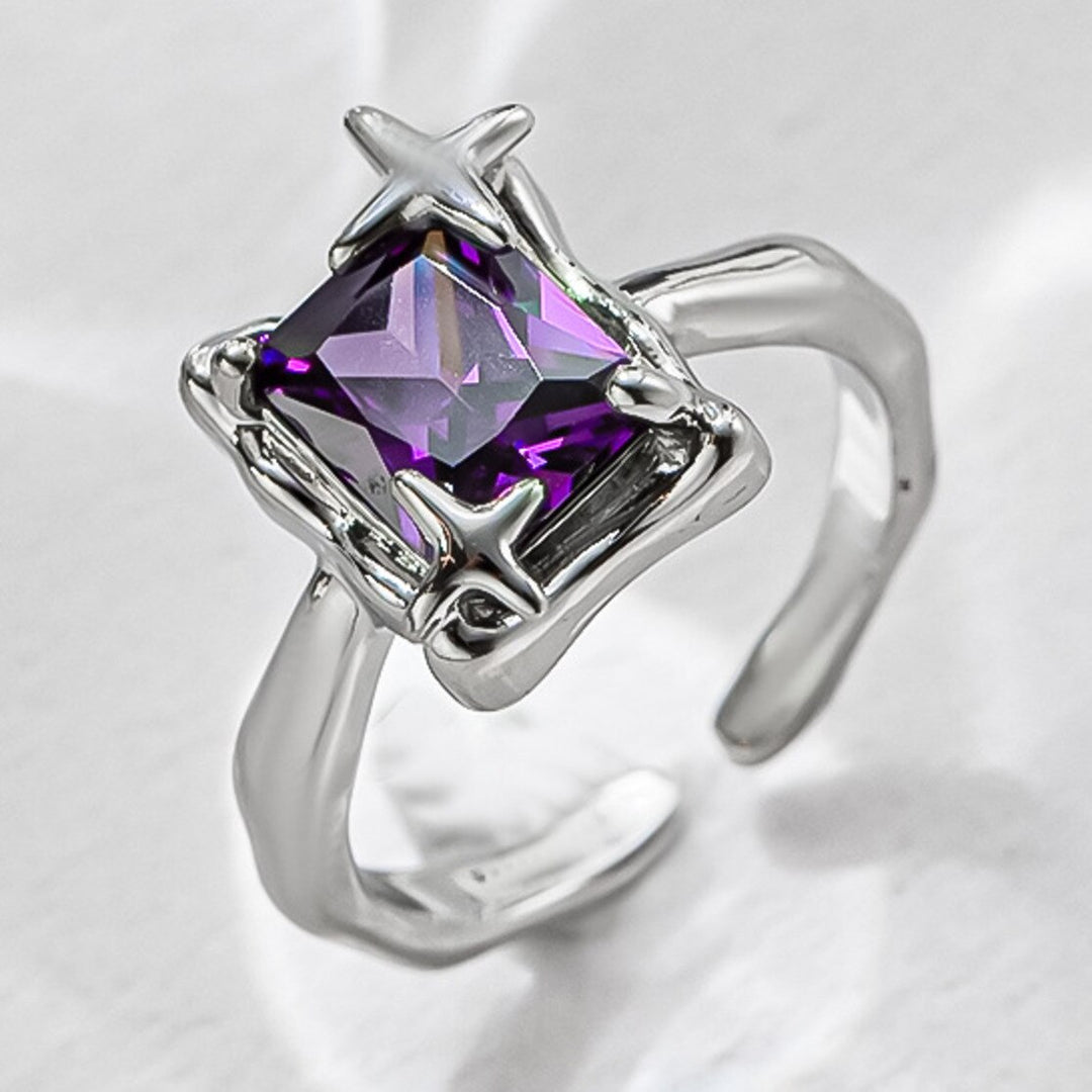 Purple Square Zirconia Ring - De Novo Designare