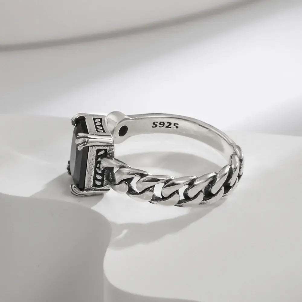 Black Zircon Cuban Chain Ring - De Novo Designare